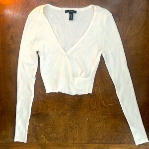 Long sleeved White V-neck